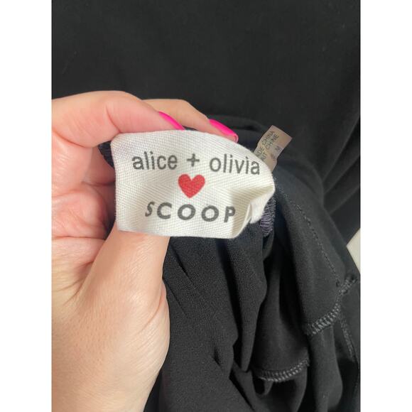 Alice + Olivia SCOOP Black Long Sleeve Raw Hem Mesh Back Dress - Medium - Picture 3 of 3